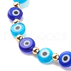 Lampwork Evil Eye & Brass Stretch Bracelet for Women BJEW-JB08386-02-5