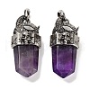 Natural Amethyst Faceted Sword Pendants G-Q163-01AS-07-1