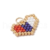Handmade Glass Seed Beaded Heart Charms PALLOY-MZ00620-02-3