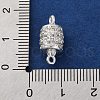 Brass Micro Pave Clear Cubic Zirconia Hollow Column Connector Charms KK-A230-05F-S-3