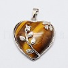 Heart Natural Tiger Eye Pendants X-GP356-7-2