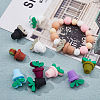 SUPERFINDINGS 11Pcs 11 Colors Leaf Pot Food Grade Eco-Friendly Silicone Beads SIL-FH0001-09-4