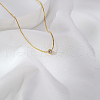 Simple Stainless Steel Pave Clear Cubic Zirconia Flat Round Pendant Necklaces for Women Daily Wear DS3684-2-5