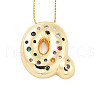 Brass Micro Pave Cubic Zirconia Letter Pendant Necklaces KK-Z069-01G-Q-1