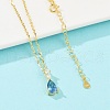 925 Sterling Silver Sapphire Rhinestone Teardrop Pendant Necklace for Women NJEW-V013-01G-1