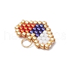 Handmade Glass Seed Beaded Heart Charms PALLOY-MZ00620-02-4