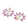 Teardrop Brass Glass Dangle Stud Earrings EJEW-MZ00388-03-4