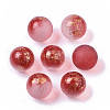 Transparent Spray Painted Frosted Glass Beads GLAA-N035-05A-03-1