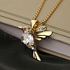 Brass Pave Cubic Zirconia Little Bird Pendant Necklaces FS-WG89328-03-1