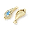 Rack Plating Brass Micro Pave Clear Cubic Zirconia Connector Charms KK-C041-30G-2