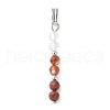 Faceted Round Natural Quartz Crystal & Carnelian & Red Jasper Beaded Pendants PALLOY-JF03529-01-1
