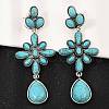Alloy Synthetic Turquoise Dangle Stud Earrings EJEW-U053-06AS-1