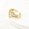 Brass Micro Pave Cubic Zirconia Cuff Rings for Women RJEW-F184-03G-2