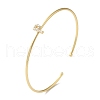 Rack Plating Brass Micro Pave Clear Cubic Zirconia Letter Open Cuff Bangles BJEW-A018-01G-P-1
