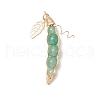 4Pcs 4 Styles Synthetic Citrine & Natural Carnelian & Green Aventurine & Amethyst Beaded Pea Pendants PALLOY-TA00229-3