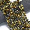 Dyed Natural Yellow & Blue Tiger Eye Beads Strands G-K389-A26-01-2