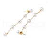 304 Stainless Steel with Plastic Pearl Stud Dangle Earrings EJEW-Q386-02C-G-3
