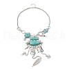 Alloy & Risin Imitation Turquoise Flower Bib Necklaces NJEW-L046-03AS-3