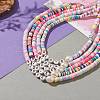 Valentine's Day Rainbow Polymer Clay Heishi Beaded Necklaces NJEW-JN03301-5