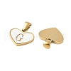 304 Stainless Steel Pave Natural White Shell Heart with Initial Slice Pendants STAS-R168-25G-G-2