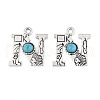 Synthetic Turquoise & Alloy Pendants PALLOY-H146-01AS-N-1