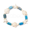 4Pcs Synthetic Turquoise & Natural Apatite & Amethyst & Aquamarine & Rose Quartz Beads Stretch Bracelets for Women BJEW-JB11995-3
