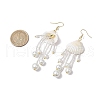 Glass & Natural Shell & Non-magnetic Synthetic Hematite Dangle Earrings EJEW-MZ00383-01-3