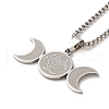 304 Stainless Steel Triple Moon Pendant Necklaces NJEW-P293-06P-2