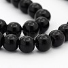 Black Opaque Glass Round Beads Strands X-GR8mm27Y-1