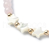 Natural Rose Quartz Round Beaded Bracelets BJEW-JB09878-01-3