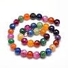 Dyed Natural Agate Faceted Round Beads Strands G-E268-34-2