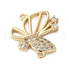 Brass Micro Pave Clear Cubic Zirconia Hollow Butterfly Connector Charms KK-A252-03G-2