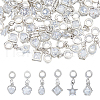 48Pcs 6 Styles Alloy Pave Clear Cubic Zirconia European Dangle Charms PALLOY-FI00002-1