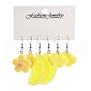 3 Styles Summer Flower & Lemon & Cloud Acrylic Dangle Earring Sets for Women EJEW-F336-01A-1
