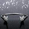 Beautiful Silver Plated Brass Butterfly Cuff Bangles Torque Bangles BJEW-BB00768-3