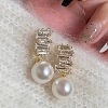 Round Alloy Crystal Rhinestone Dangle Stud Earrings FS-WGBAD05-01-3