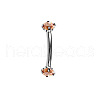 304 Stainless Steel Flat Round Cubic Zirconia Eyebrow Curved Barbell Rings WG8201B-10-1