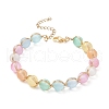 Round Natural Dyed Selenite Bead Bracelets BJEW-TA00592-2