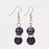 Natural Lava Rock Dangle Earrings EJEW-JE02053-05-1