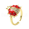 Brass Micro Pave Clear Cubic Zirconia Open Cuff Rings RJEW-R024-01G-3