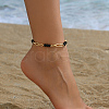 Simple Fashion Rondelle Glass & Iron Paperclip Chain Anklets for Women UC1823-1-2