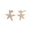 Brass Micro Pave Clear Cubic Zirconia Stud Earring Findings KK-S364-135-3