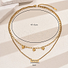 Stainless Steel Crystal Rhinestone Heart Double Layer Necklaces for Women AW1659-2