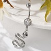 Alloy Rhinestone Snake Curved Barbell Belly Rings AJEW-R007-03P-01-2