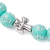 Acrylic Round with Cross Beads Stretch Bracelets BJEW-JB11941-4