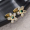 Flower Brass Micro Pave Cubic Zirconia Stud Earrings EJEW-Z087-01G-2