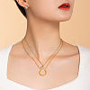 Minimalist Stainless Steel Clear Cubic Zirconia Ring Double-layer Necklace & Earrings Sets for Women EU1763-2
