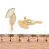 Brass Micro Pave Cubic Zirconia Shell Stud Earrings Findings KK-D363-09G-3