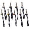 Fortune Cat Porcelain with Check Pattern Polyester Ribbons Pendant Decorations HJEW-JM03473-1
