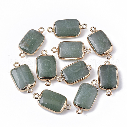 Edge Golden Plated Natural Green Aventurine Links connectors G-S359-034G-1
